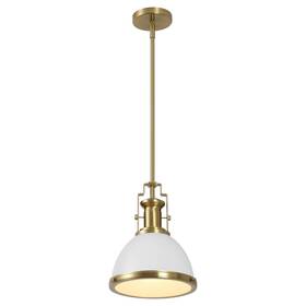 Jyl9535d Jonathan Y 10 Inch Brass Gold/white Modern Industrial Iron Led Dome Pendant Light Adjustabl
