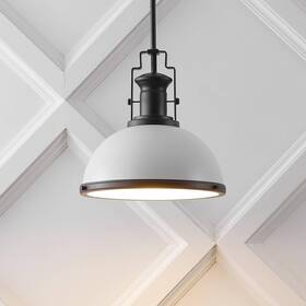 Jyl9536e Jonathan Y Homer 13 Inch Led 1-light Industrial Pendant Matte Black/white