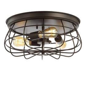 Jyl9538a Jonathan Y Calvia 15.7 Inch 3-light Farmhouse Flush Mount Oil Rubbed Bronze Used