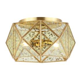 Jyl9927a Jonathan Y 12.5 Inch Brass Gold 2light Iron And Mercury Glass Flush Mount Indust