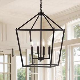 Jyl7437a Jonathan Y Lantern Pendant 4-bulb Adjustable Chain Led Metal Oil Rubbed