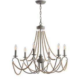 Jyl9060a Jonathan Y Lighting Jyl9060 Rustica 6 Light 27 Inch W Led Chandelier - Grey