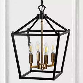 Jyl7436d Jonathan Y Pagoda 12in 4-bulb Rubbed Bronze Brass Gold Lantern Metal Led Pendant