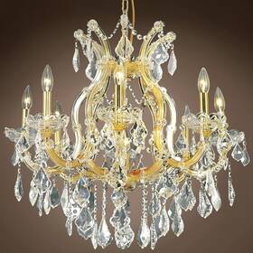 Joshua Marshal Home Collection 705398375470 Maria Theresa 9 Light 26 Inch Gold Chandelier With Made Swarovski