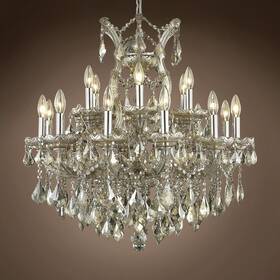 Joshua Marshal Home Collection 783515364323 Maria Theresa 19 Light 30 Inch Golden Teak Chandelier With