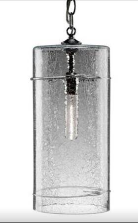 Julsk-b228h-c Juliska Hugo Ice Crackle Glass Column Pendant Hanging Lamp