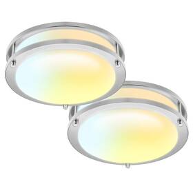 Fmcl10in-5cct-bn-2p Jullison 10 Inch Led Double Ring Flush Mount Ceiling Light Fixture Etl 5cct Selectab