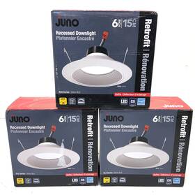 1006405515 Juno Lot Of 3 6 Inch 3000k 700 Lumens Led White Recessed Light New