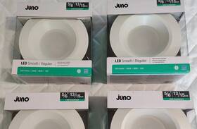 258nj3 Juno Lot Of 4 Led Smooth White Recessed Down Lights 5/6 Inch 65w 120v 3000k