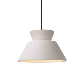 Cer-6420-bis-mblk Justice Design Pendant 1-light Dimmable Down Rod Traditional Ceramic Bell Bisque