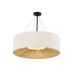 Fab-9577-crem-mblk Justice Design Textile Warren 8lt 48 Inch Drum Pendant Black/cream -