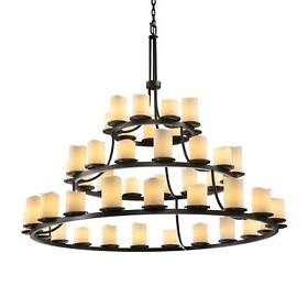 Cndl-8714-14-crem-dbrz Justice Design Group Candle Aria 45 Light 3 Tier Chandelier Dark Bronze Finish