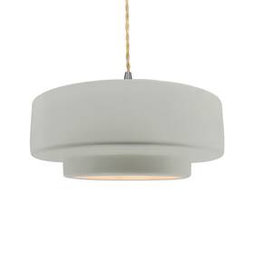 Cer-6545-bis-nckl-beig-twst Justice Design Group Cer-6545-bis-beig-twst Radiance 16 Inch W Pendant - Nickel