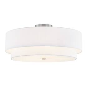 Fab-9775-whte-nckl Justice Design Group Fab-9775 Classic 5 Light 22 Inch W Semi-flush - White