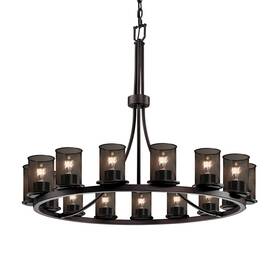 Msh-8715-10-dbrz Justice Design Group Msh-8715-10 Wire Mesh 15 Light 42 Inch W Pillar - Bronze