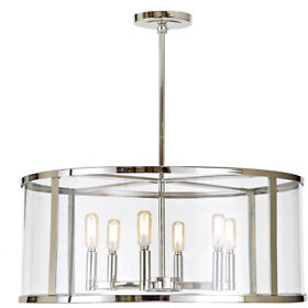 3062-15 Jvi Designs Bryant 6 Light 24 Inch Polished Nickel Pendant Ceiling
