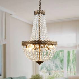 8019-4 Kaiqi 4 Lights French Empire Mini Crystal Chandelier 19.7 Inch H X12.6 W Bronze