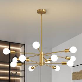 B0d1r6bbvp Kaisite Modern Sputnik Chandelier Ceiling Light Fixture 12-light Gold