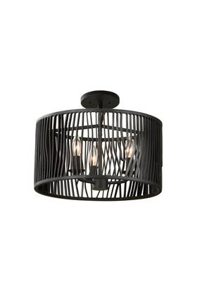 507540bi Kalco 507540 Morre 3 Light 16 Inch W Semi-flush Drum Ceiling Fixture - Grey