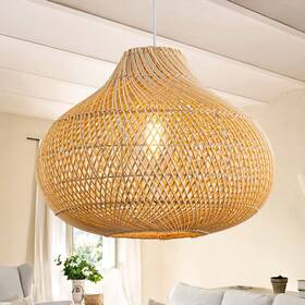 Karjearl 606600602882 Rattan Pendant Lights Large Wicker Chandelier Hand-woven Boho Light