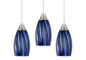 1007ap-3p Karyfine Dark Blue Glass Pendant Lights - 3 Pack For Kitchen Island And Dining Room