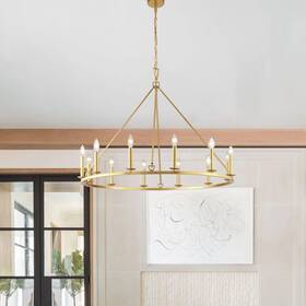 Kawoti 850036509547 12 - Light Dimmable Wagon Wheel Chandelier