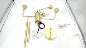 L1157-3 Kco - Pleated Chandelier With White Fabric Shade Gold 3 Light