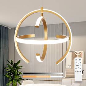 Rx3c-wjj Keluoly Modern Gold Led Chandelier Dimmable Metal Brushed Globe Pendant Lights Hang