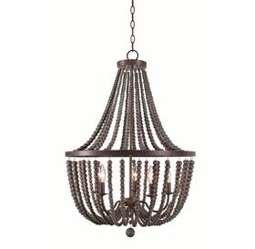 93132ww Kenroy Home 5 Light Bronze With Gray Beads Lg Chandelier Rustic Boho Beachy 32 Inch H 22 W