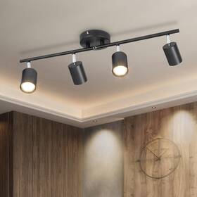 D0561 Ketom 4-light Track Lighting Fixtures Ceiling Gu10 Black Led Spotlight