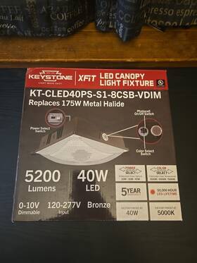 Kt-cled40ps-s1-8csb-vdim Keystone Led Canopy Light - Power And Color Adjust 5600 Lm Replaces 175w Mh