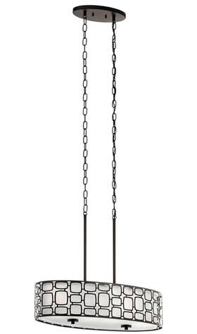 Kicher 737995348403 Kichler Sabine 4-light Brushed Nickel Modern Etched Glass Drum Pendant Light L5