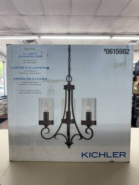 Kichler 0615982 Diana 3 Light Olde Bronze Finish Chandelier Clear Seeded Glass New
