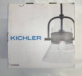 1142084 Kichler Aldean 1-light Pendant Olde Bronze Clear Seeded Glass Model