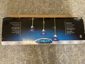 34162 Kichler Three Mini Pendant Light Cluster Cobalt Blue Glass Brushed Nickel Finish