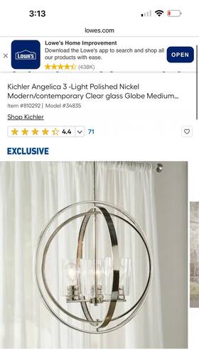 34835 Kichler Angelica 3-light Pendant Polished Nickel With Crystal Accents