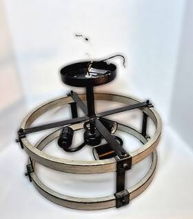 38190 Kichler Rustic Ceiling Light Fixture Wood Metal Cage Vintage Farmhouse