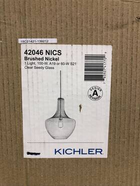 42046nics Kichler Everly 19.75 Inch 1-light Brushed Nickel Pendant Clear Seeded Glass