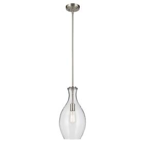 42047nics Kichler Everly 17.75 Inch 1-light Bell Pendant With Clear Seeded Glass In Brushed Nickel