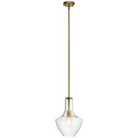 42141nbr Kichler Everly 15.25 1-light Bell Pendant With Clear Glass In Natural Brass For A Ki