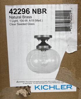 1-natural Kichler 42296nbr Avery 9.75 Inch Brass Industrial Semi Flush Mount Seeded Glass