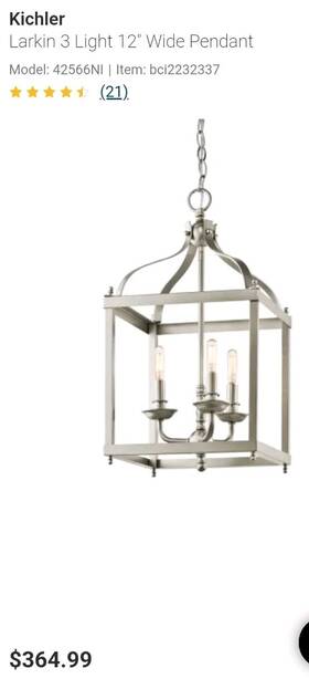 42565ni Kichler Larkin 3-light 12 Inch Foyer Pendant Brushed Nickel Med Sz Kitchen