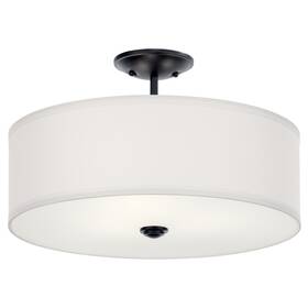 43692bk Kichler 43692 Shailene 3 Light 18 Inch W Semi-flush Drum Ceiling - Black