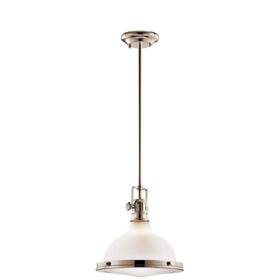 43765pn Kichler Hatteras Bay 11 Inch 1-light Polished Nickel Vintage Pendant With Glass