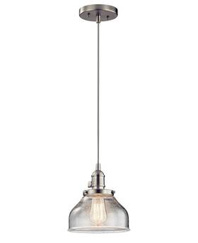 43850ni Kichler Avery Mini Pendant 8 Inch Clear Seeded Glass Shade 43850 Brushed Nickle