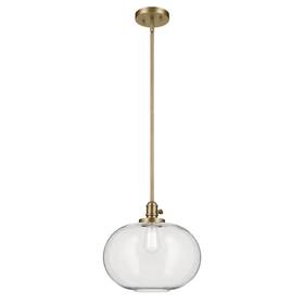 Kichler 43911nbr Avery 14 Inch 1-light Globe Pendant With Clear Seeded Glass In Natural Brass
