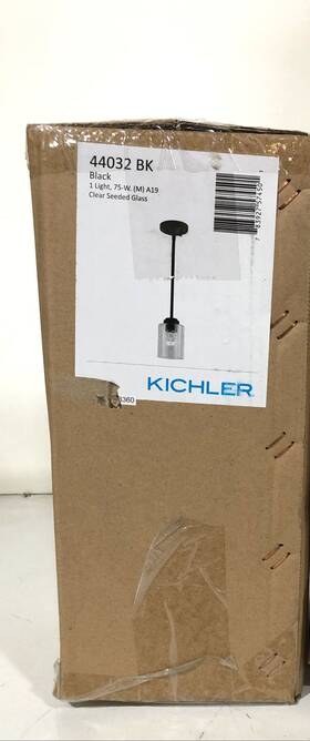 44032bk Kichler Winslow 1-light Black Mini Pendant Clear Seeded Glass