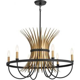 52458bk Kichler Baile 29 Inch 6 Light Chandelier In Natural Brass And Black