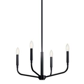 52716bk Kichler 52716 Madden 4 Light 20 Inch W Taper Candle Style Chandelier - Black