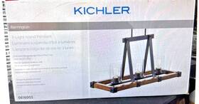 Kichler 616003 Barrington 3-light Distressed Black And Wood Tone Bar Pool Dinning Table